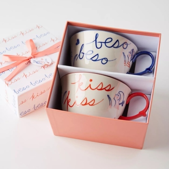 NWT Anthropologie Libby VanderPloeg Kisses Mugs, Set of 2 - Picture 7 of 10